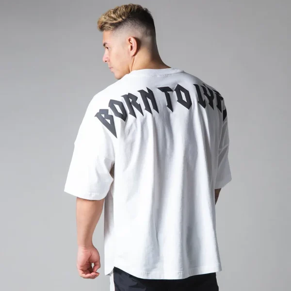 New Fashion Quality Fitness Sport Wear Men's Tshirt Puff Printing Cotton Oversize Crew Neck T Shirt - Image 4