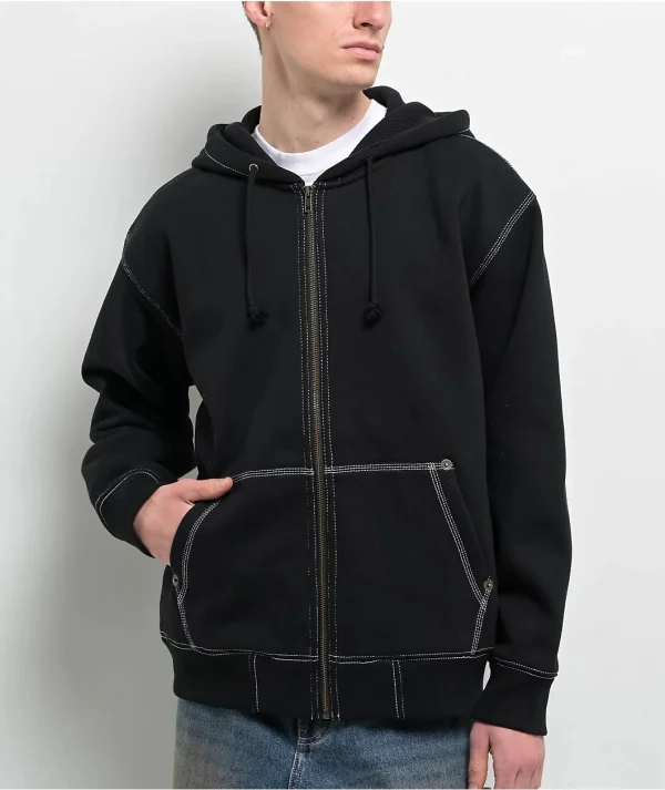 Black Men's Casual High Quality Zip-up Hoodie Design Hooded  Autumn Knitted Sweatshirt - Image 2