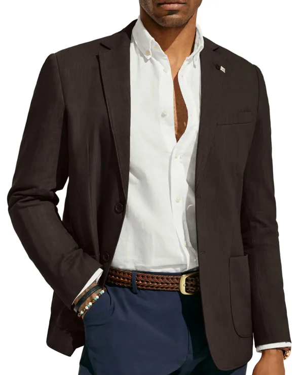 Stylish Suit Jacket Casual Cotton Linen Sports Jacket Lightweight 2-piece Button Unlined Suit Jacket Outerwear Suitable - Image 6