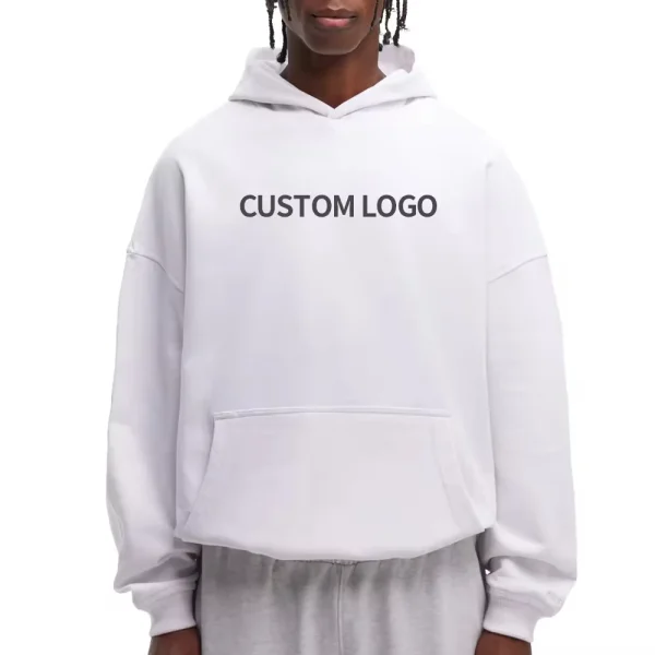 Drop Shoulder Hoodie for Mens Blank Plain HeavyweightHoodies Streetwear Wash Patch Embroidery Distressed Hoodies - Image 5