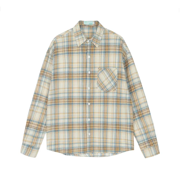 High Quality 100% Cotton Plaid Long Sleeve Men Casual Oxford Button Down Plaid Flannel Shirt - Image 6