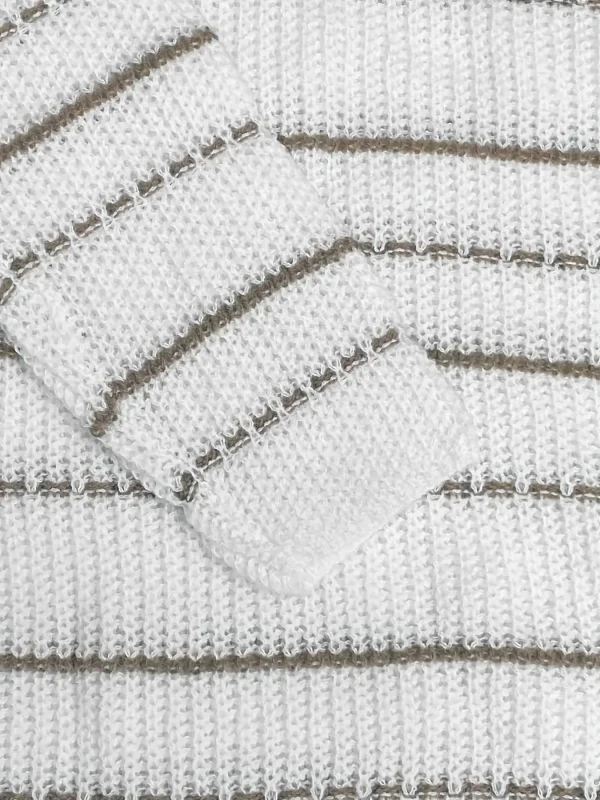 Casual Women's V-Neck Striped Knit Pullover Sweater Wool Blend Design for Autumn and Winter Use Front Decoration - Image 6